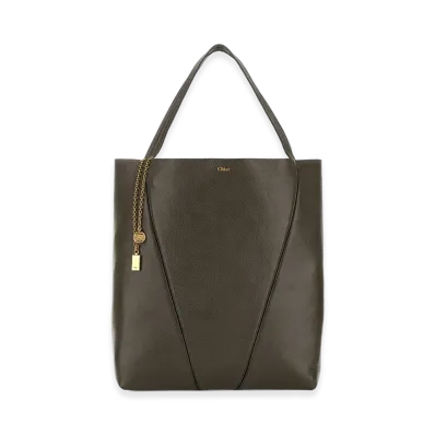 Chloe Women's Leather Large Spin Shopping Bag "Dark Grey"