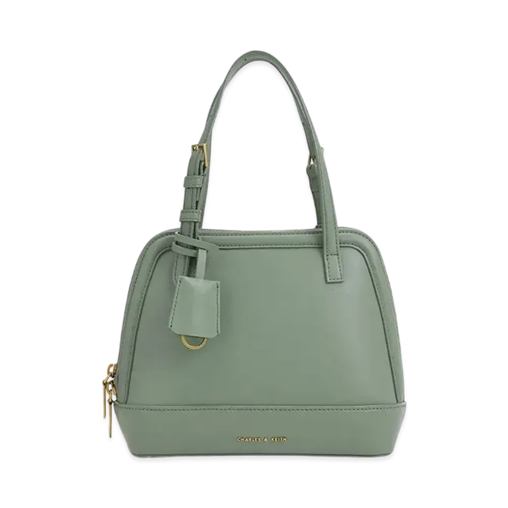 CHARLES & KEITH Enola Textured Double Handle Structured Bag "SageGreen"