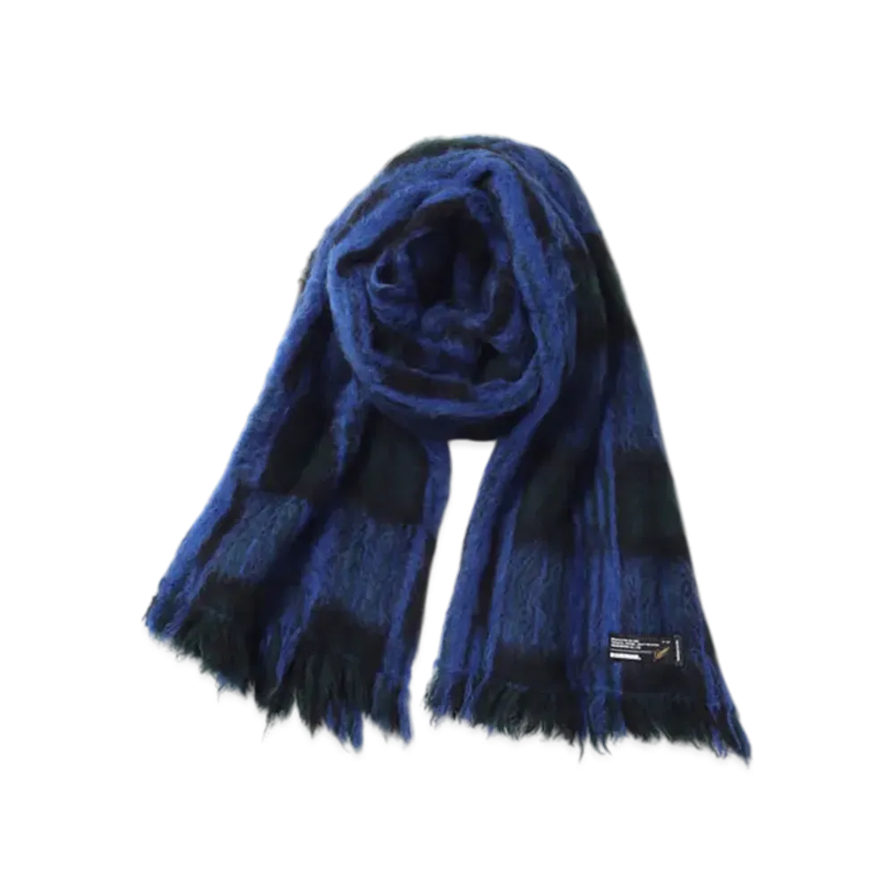 NEIGHBORHOOD Mohair Check Muffler "Blue/Green"