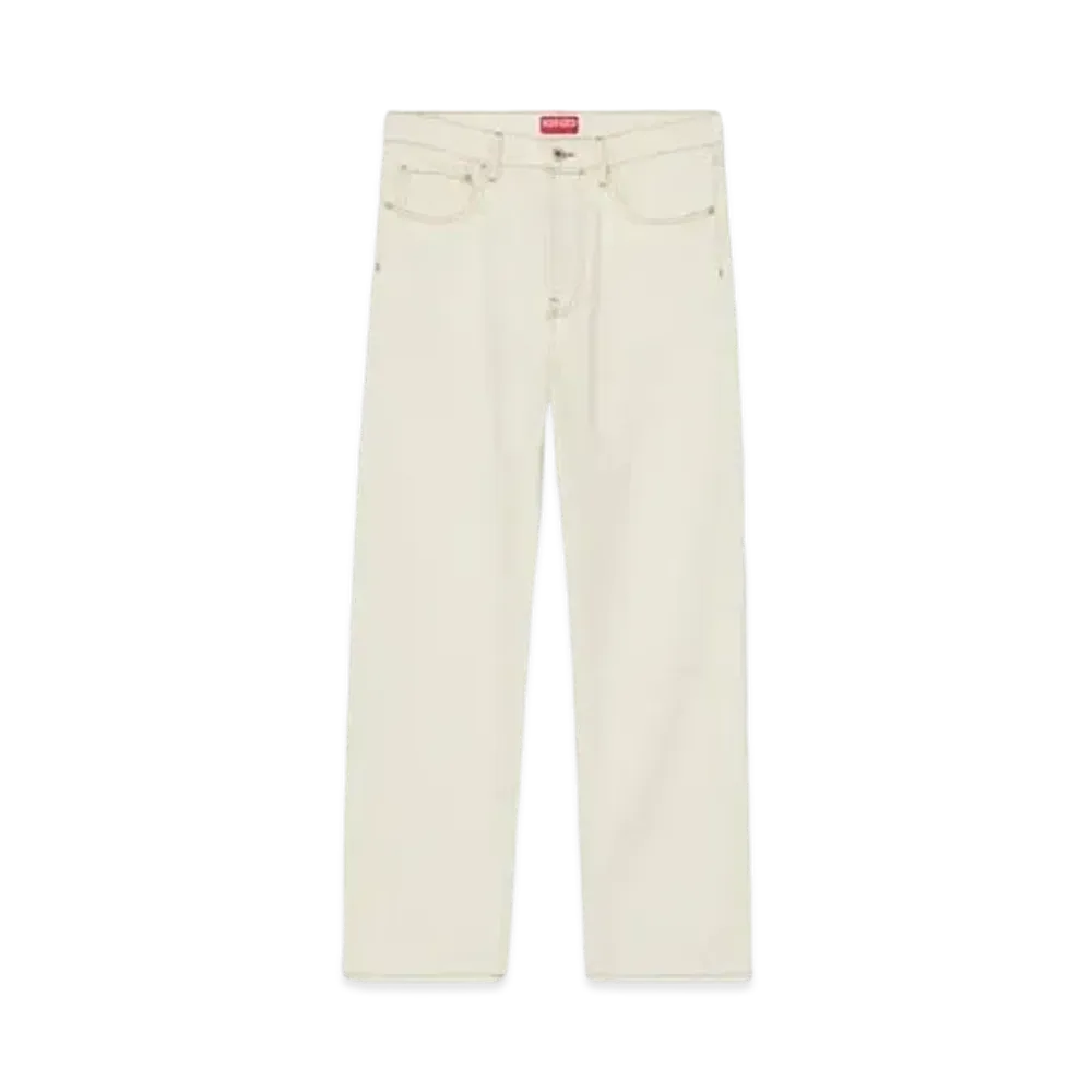 KENZO 'CREATIONS' Cropped ASAGAO Straight Jeans "Stone Bleached White Denim"
