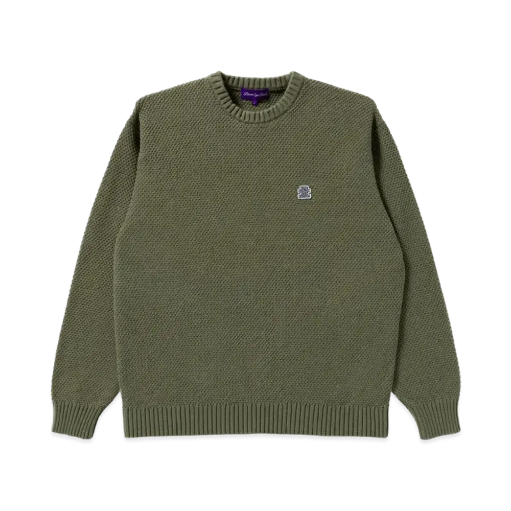 BlackEyePatch Small OG Label Waffle Knit Sweater "Olive"