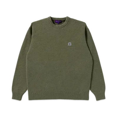 BlackEyePatch Small OG Label Waffle Knit Sweater "Olive"