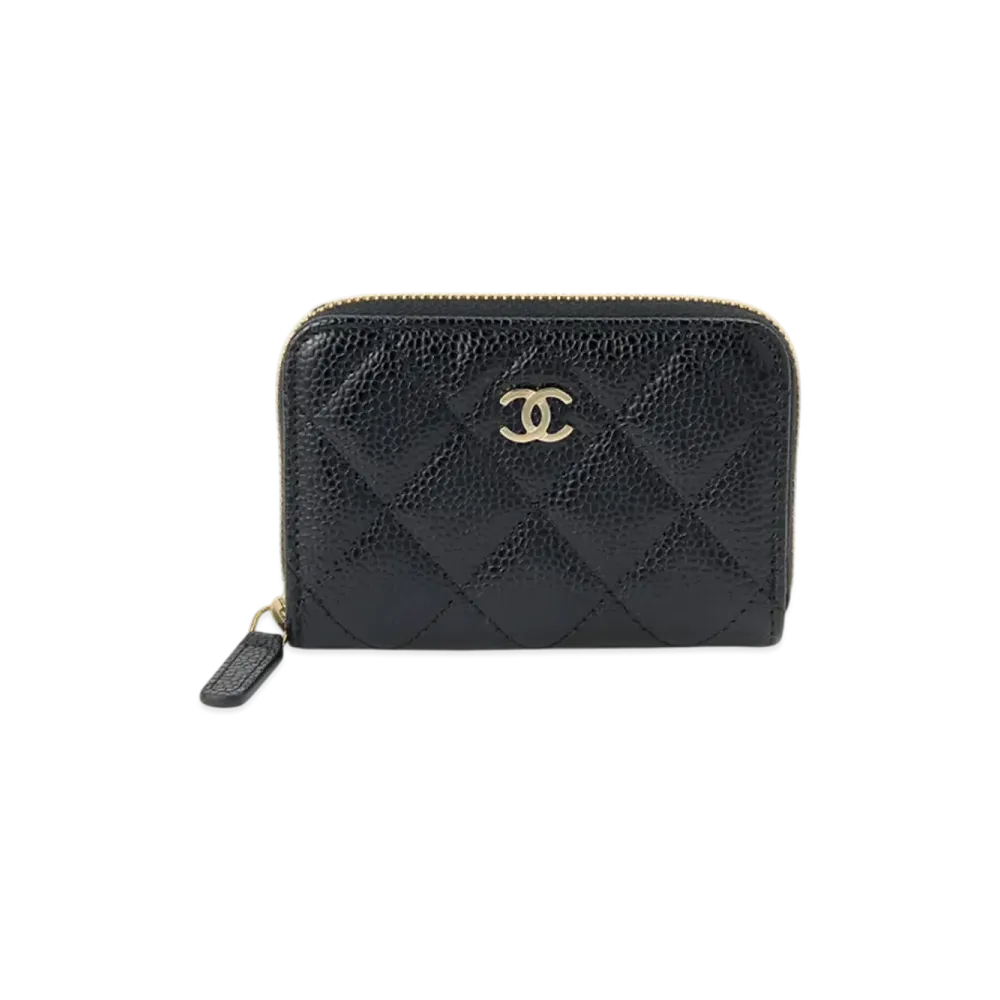 CHANEL Coin Purse Caviar Skin "Black/Gold"