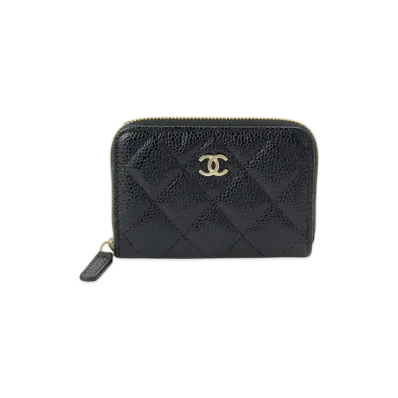 CHANEL Coin Purse Caviar Skin "Black/Gold"