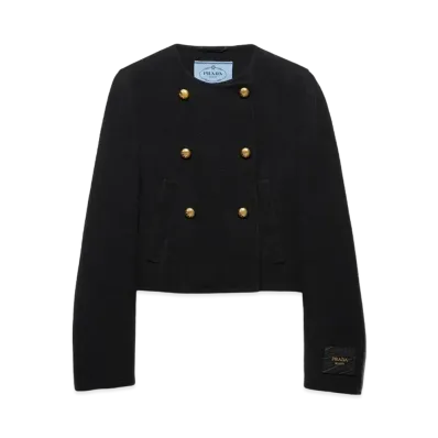 PRADA Women's Double-Breasted Twill Jacket "Black"