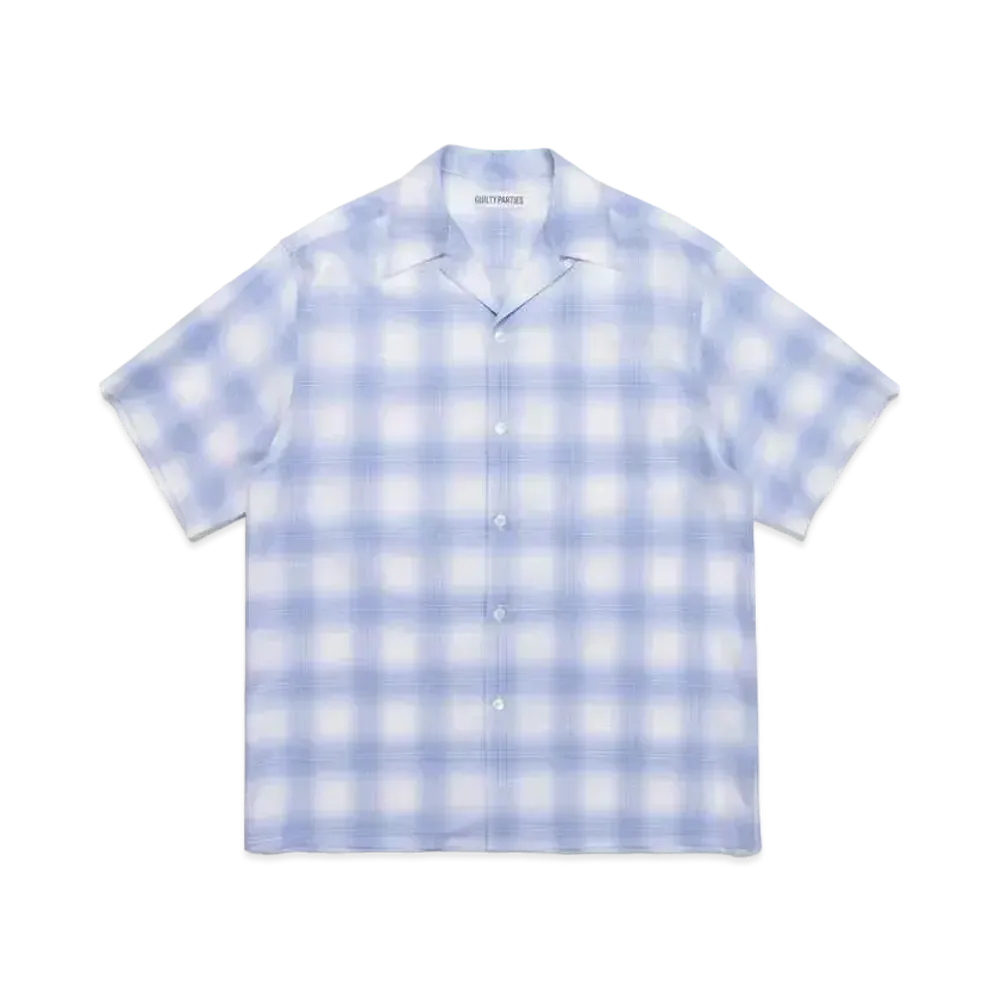 WACKO MARIA CHECK OPEN COLLAR SHIRT (IMPOET FABRIC / SOKTAS) "Blue"