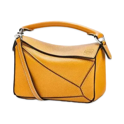 LOEWE Mini Puzzle Bag In Soft Grained Calfskin "Sunflower"