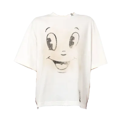 Maison MIHARA YASUHIRO Happy Face Printed Distressed T-Shirt "White"