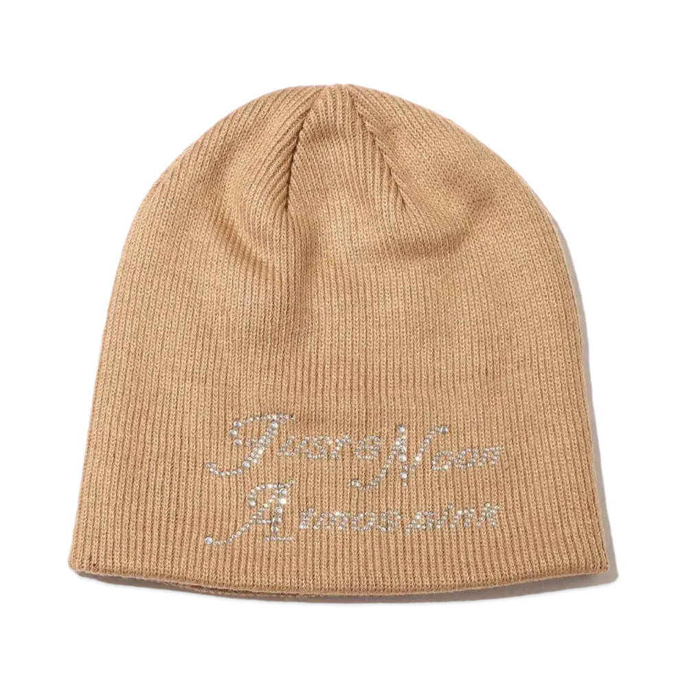 atmos Pink x JUST A NOON Instone logo knit hat "Beige"