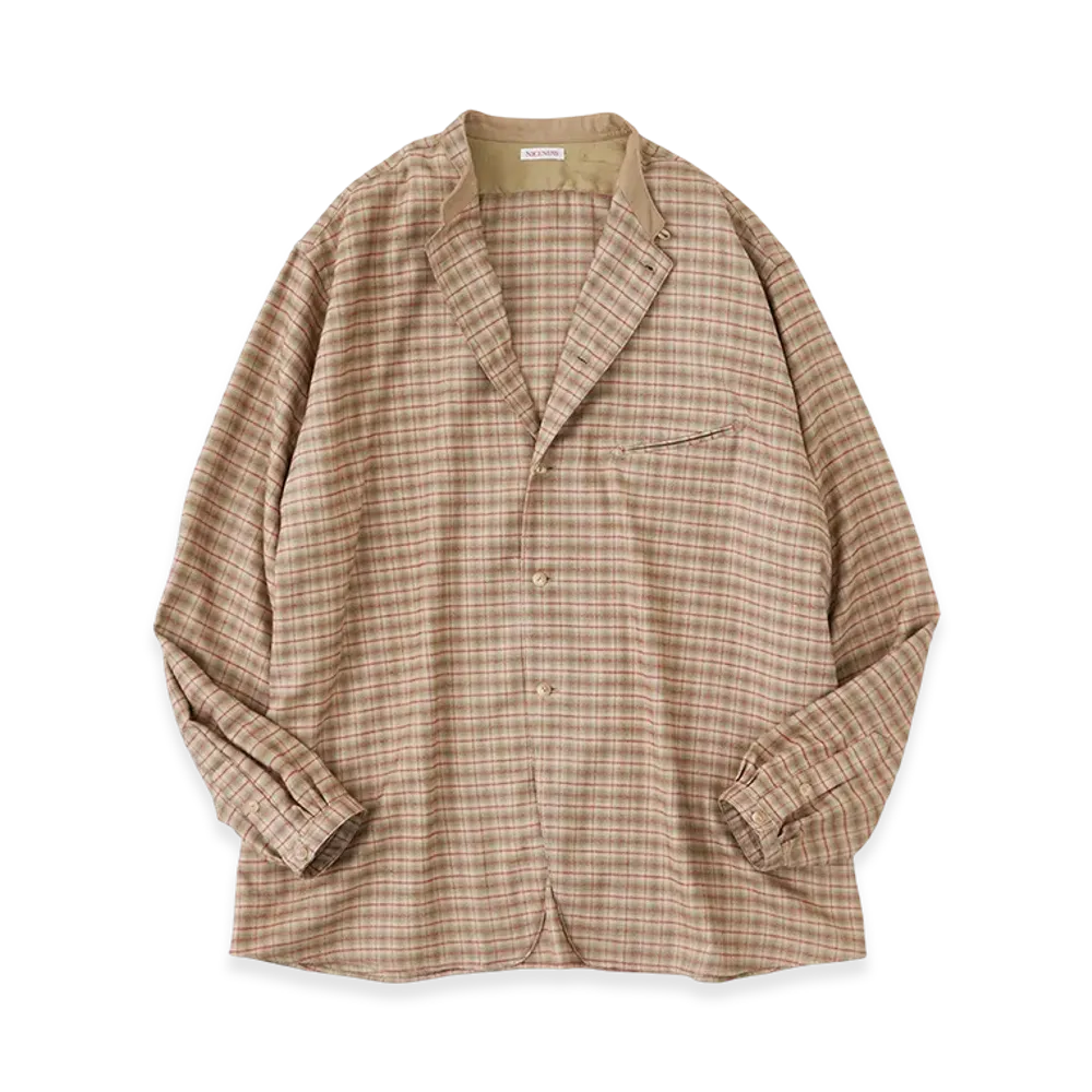 NICENESS S.Chad Silk Flannel Narrow Collar Shirt Jacket "Beige"