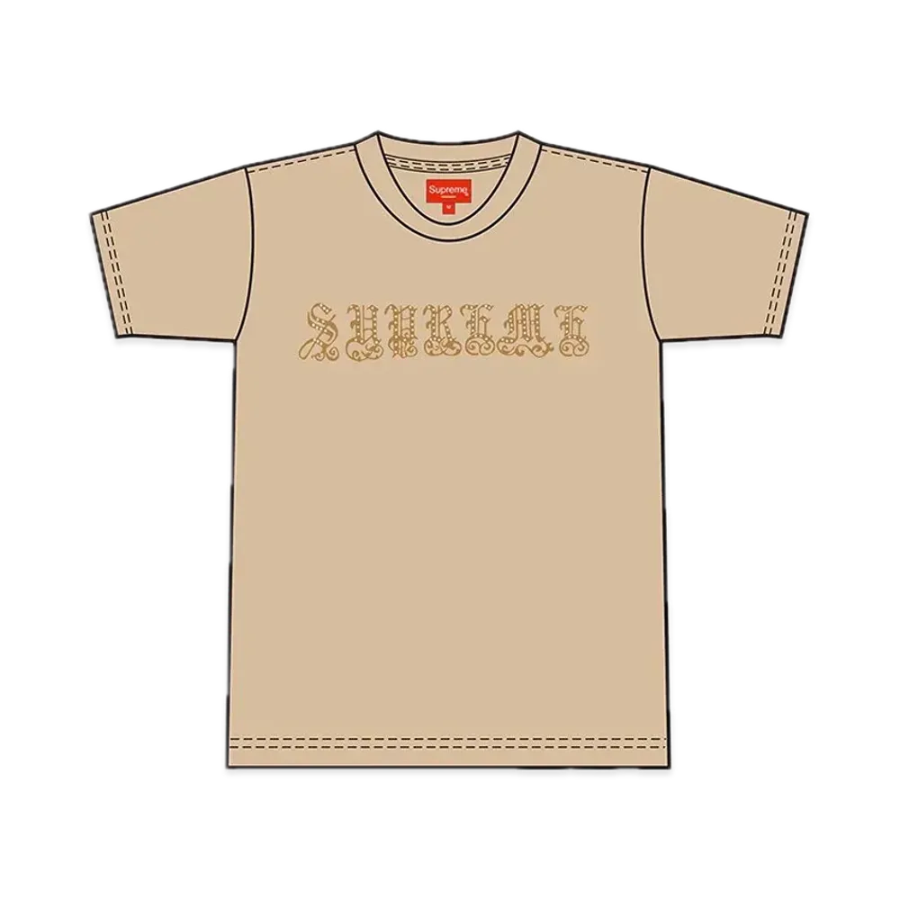 Supreme Old English Rhinestone S/S Top "Tan"