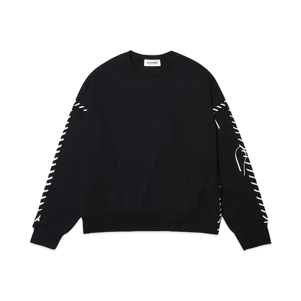 DISCOVERED LEATHER LOOPING SWEAT "BLACK"