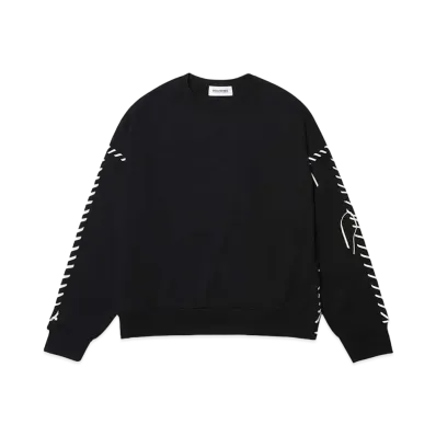 DISCOVERED LEATHER LOOPING SWEAT "BLACK"