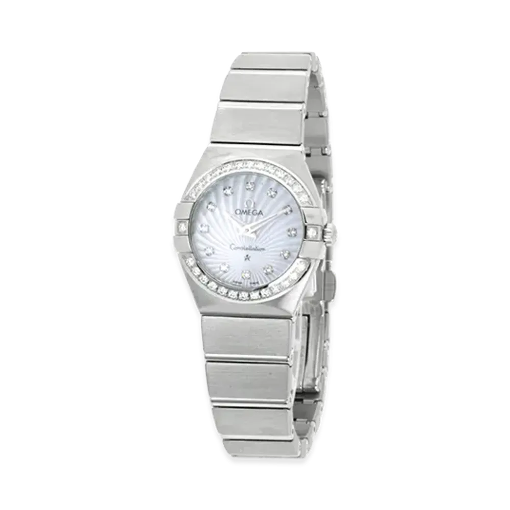 OMEGA Women's Constellation 12P Diamond Bezel "Silver/White Shell"
