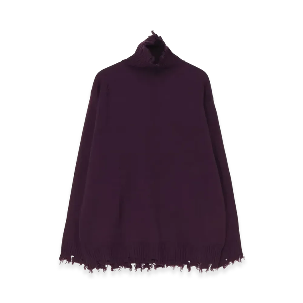 S'YTE 7G Bulky Wool Damage Turtle Pullover "Dark purple"