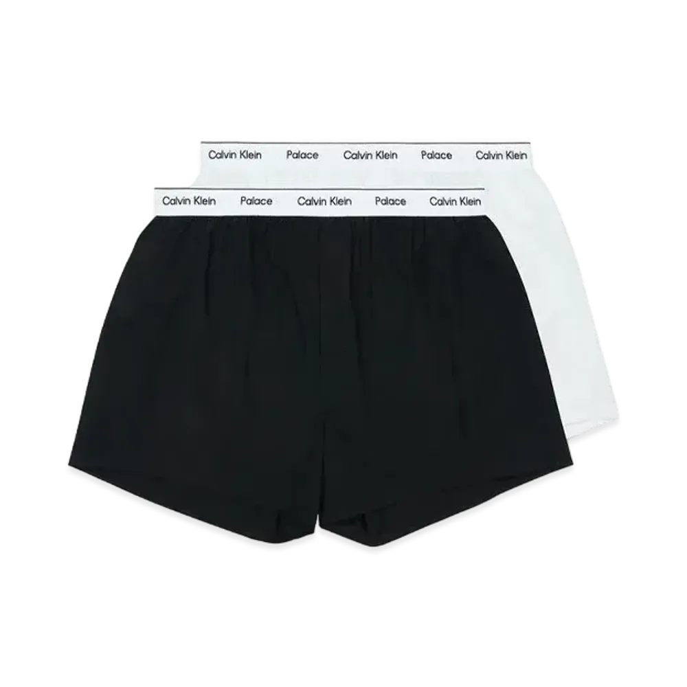 CK1 PALACE Woven Boxers 2Pk "Classic White / Black"
