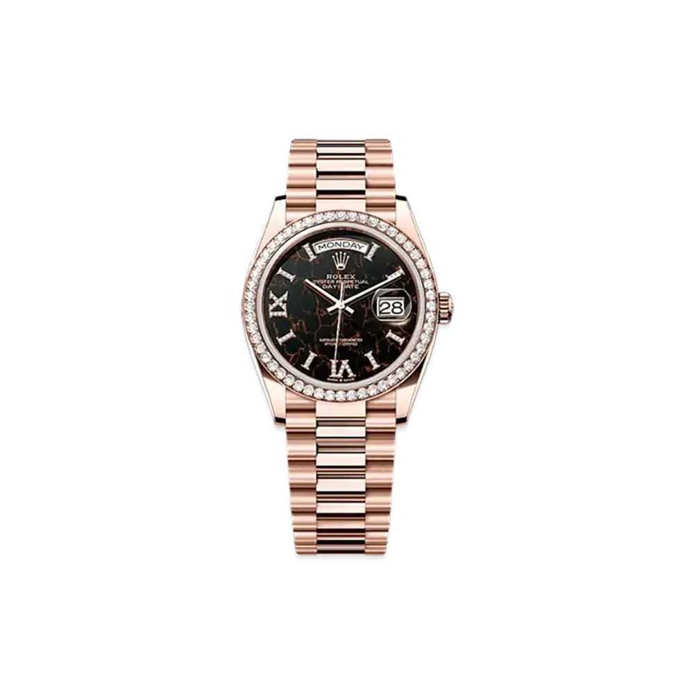 ROLEX Day-Date 36mm Everose Gold Diamond 128345RBR "Eisenkiesel"