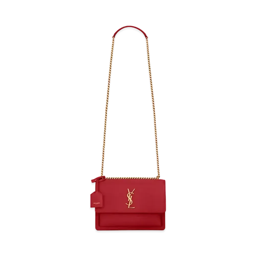 Saint Laurent Sunset Medium In Smooth Leather "Rouge Eros"