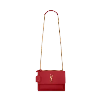 Saint Laurent Sunset Medium In Smooth Leather "Rouge Eros"