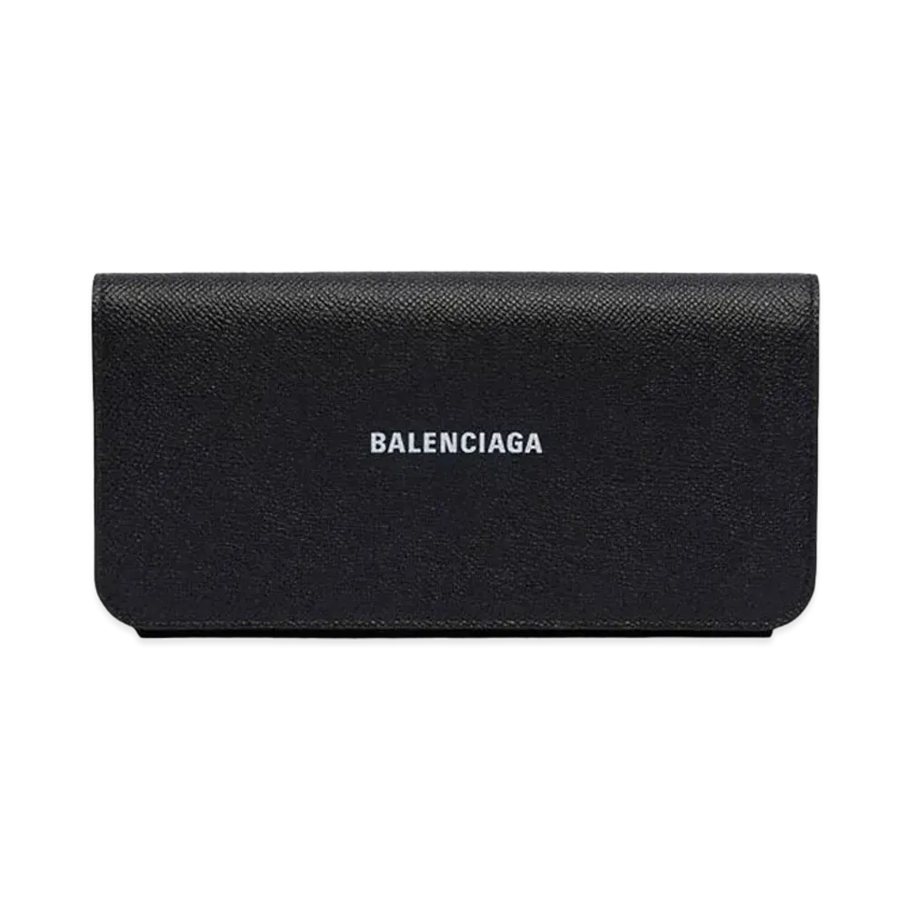 BALENCIAGA Cash Thin Money Wallet Grained Calfskin "Black/White"