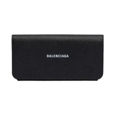 BALENCIAGA Cash Thin Money Wallet Grained Calfskin "Black/White"