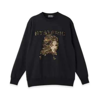 HYSTERIC GLAMOUR Woman Head Back Applique Sweatshirt "Black"