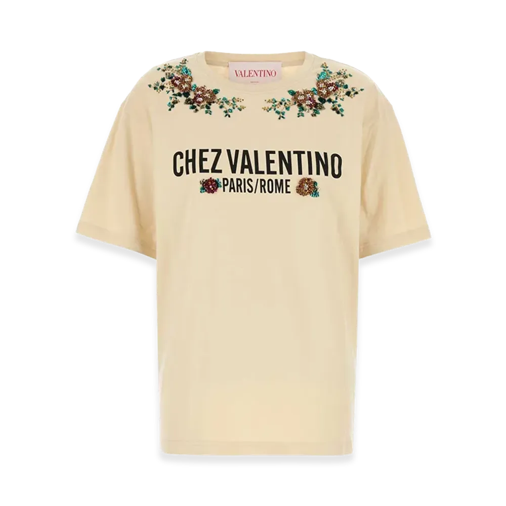 Valentino Women's Cotton T-Shirt "Cream/Yellow"