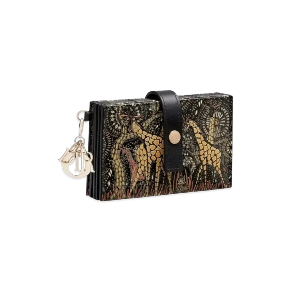 Dior Calf Leather Multi-Color Animal Pattern 5 Pocket Card Holder "Brown"