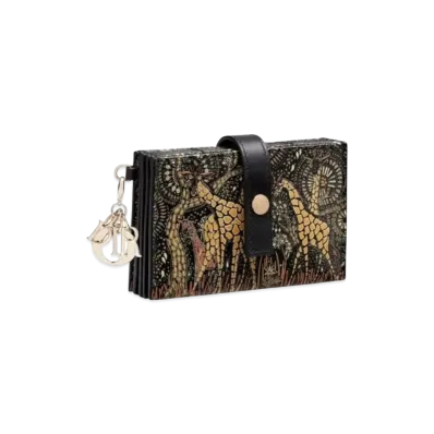 Dior Calf Leather Multi-Color Animal Pattern 5 Pocket Card Holder "Brown"