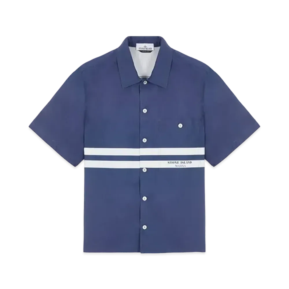 Stone Island 110x3 Stone Island Marina_Plated Cotton Canvas "Royal Blue"
