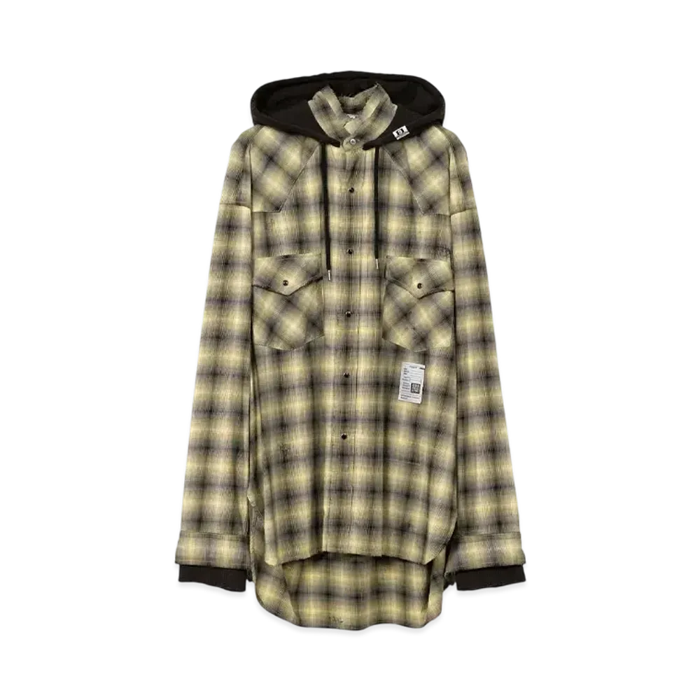 Maison MIHARA YASUHIRO Hoodie Combine Checkered Shirt "Yellow"