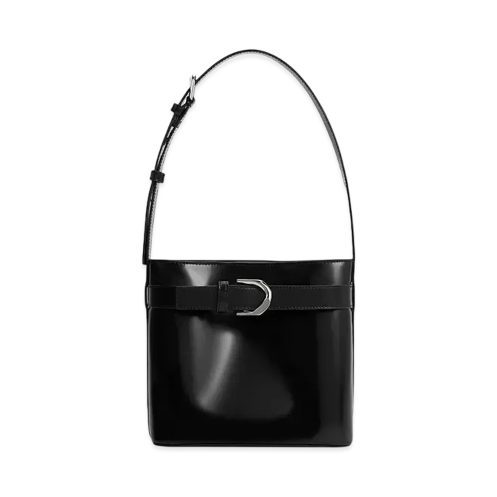 CHARLES & KEITH Gavine Leather Belt Bucket Bag "Noir"