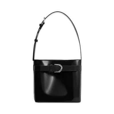 CHARLES & KEITH Gavine Leather Belt Bucket Bag "Noir"
