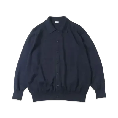 A.PRESSE Cotton Knit Polo Collar Cardigan "Navy"