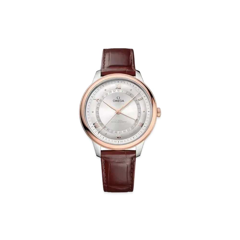 OMEGA De Ville Prestige Co-Axial Master Chronometer Alligator Leather Strap 42MM "Stainless Steel/Sedona Gold/Silver/Brown" 434.23.42.22.02.001