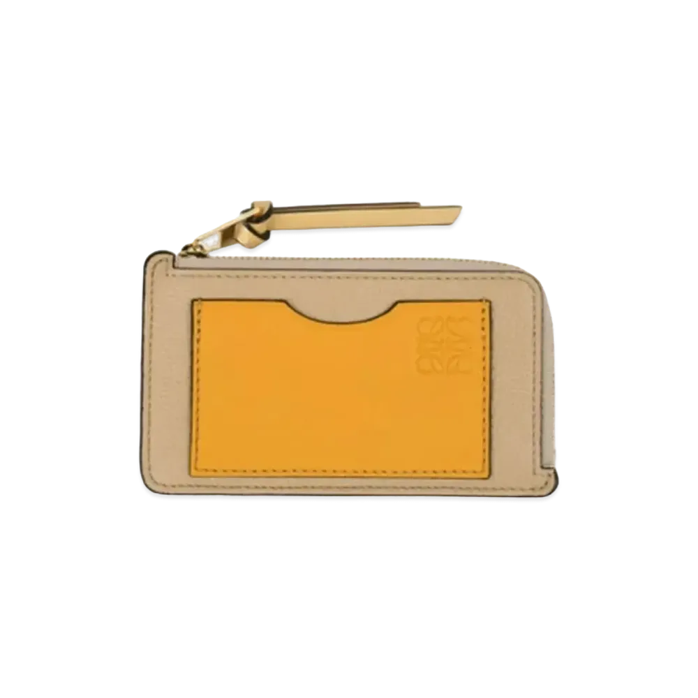 LOEWE Coin Card Holder Soft Grain Calf "Paper Craft/Sunflower"