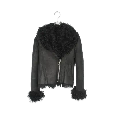 Chrome Hearts Dagger Zip Curly Mouton Riders Leather Jacket "Black"