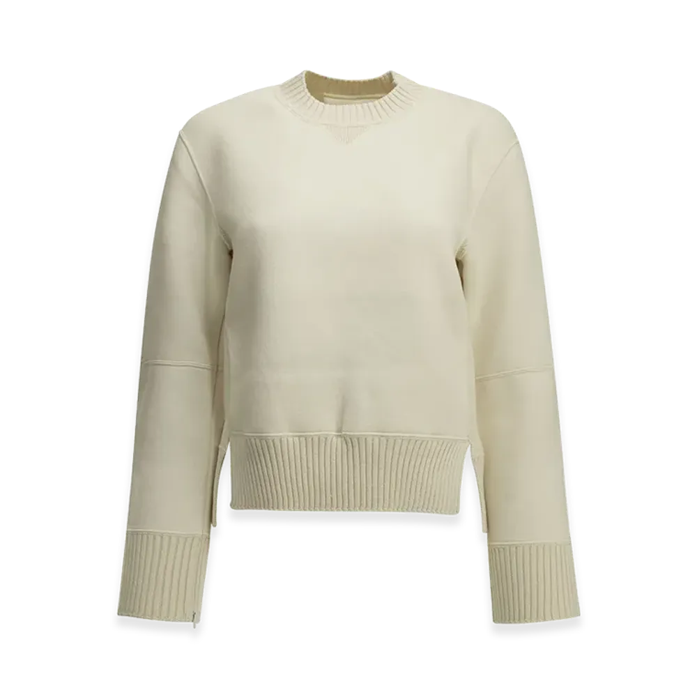 sacai Women's Crew-Neck Sweater Made Of A Cotton-Cashmere Blend "White"