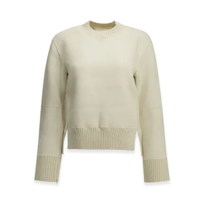 sacai Women's Crew-Neck Sweater Made Of A Cotton-Cashmere Blend "White"