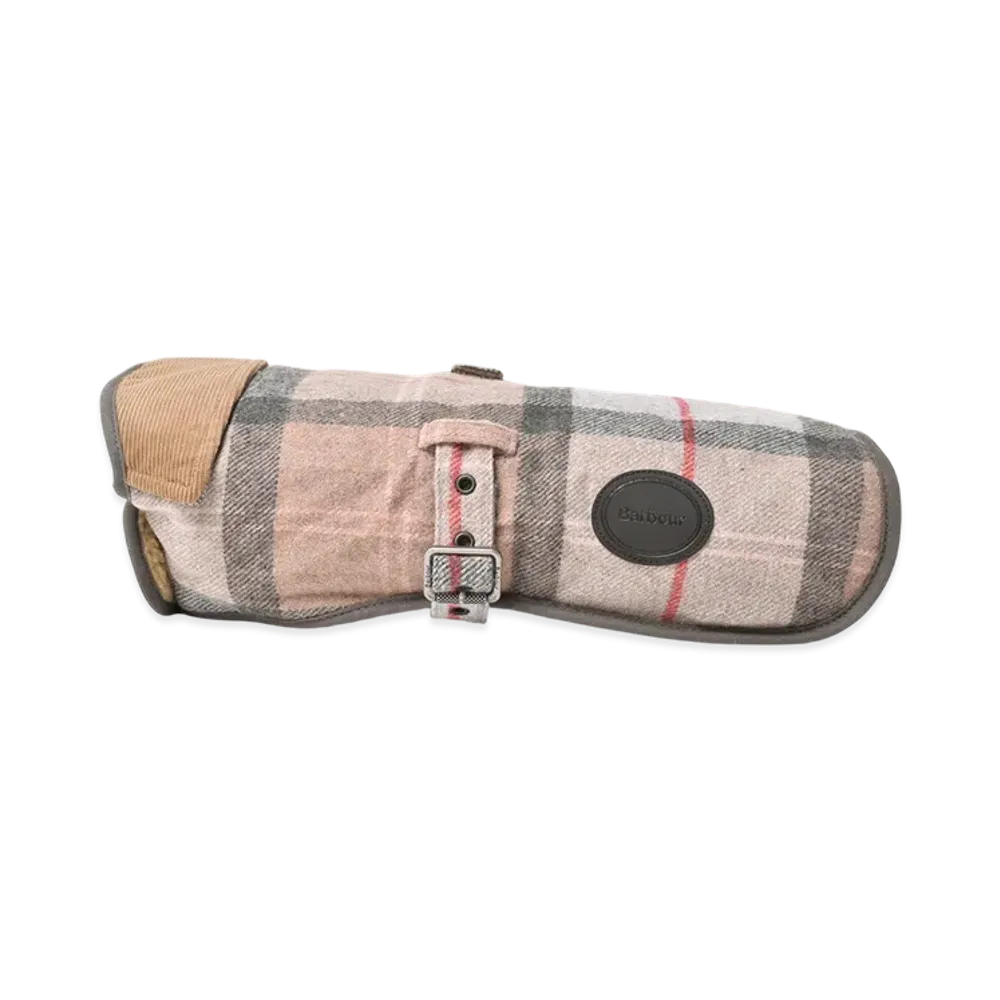 Barbour Wool Touch Dog Coat "Taupe/Pink Tartan"
