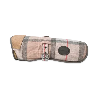Barbour Wool Touch Dog Coat "Taupe/Pink Tartan"