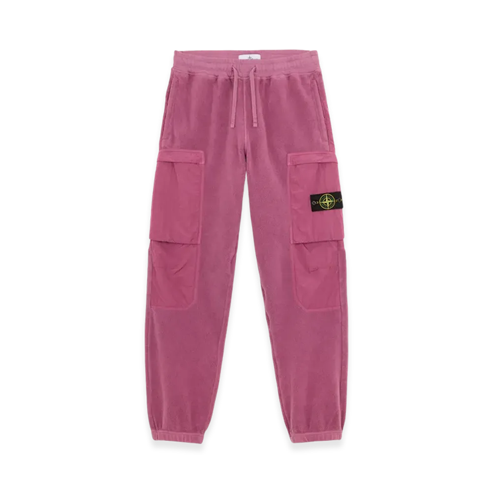 Stone Island 62753 Cotton Pile with Nylon TC Cargo Jogger Pants with Pockets - 24FW "Onion Rose"