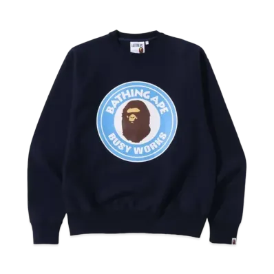 A BATHING APE CLASSIC BUSY WORKS RELAXED FIT CREWNECK "Navy"