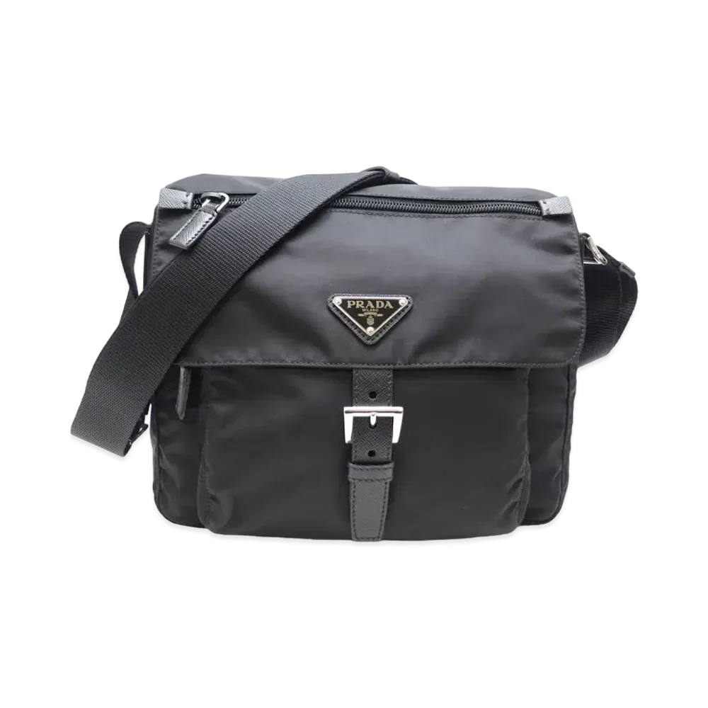 PRADA Vela Nylon Shoulder Bag "Black"