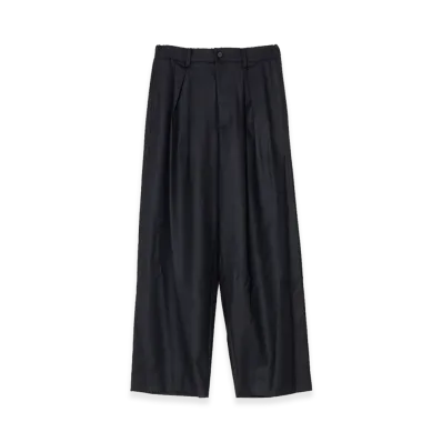 ssstein Wool Flannel Easy Wide Trousers "Black"