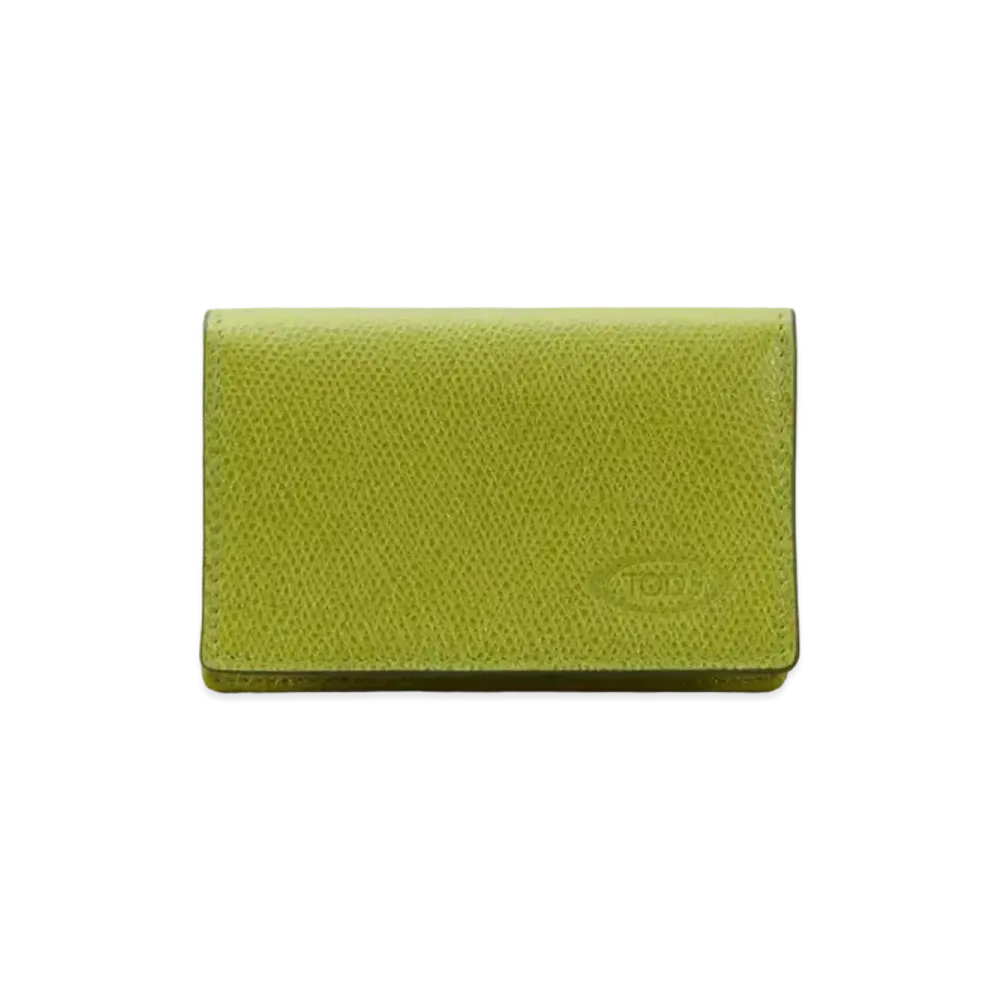 TOD'S Leather Business Card Holder "Green/Yellow"