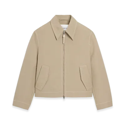 AMI PARIS Cotton Zipped Jacket "Beige"