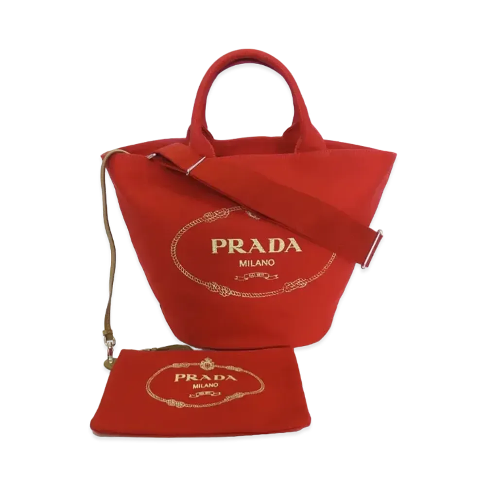 PRADA Canapa Fabric 2WAY Bag "Red"
