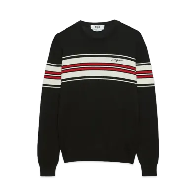 MSGM Blended Wool Sweater With Jacquard Stripes "Black"