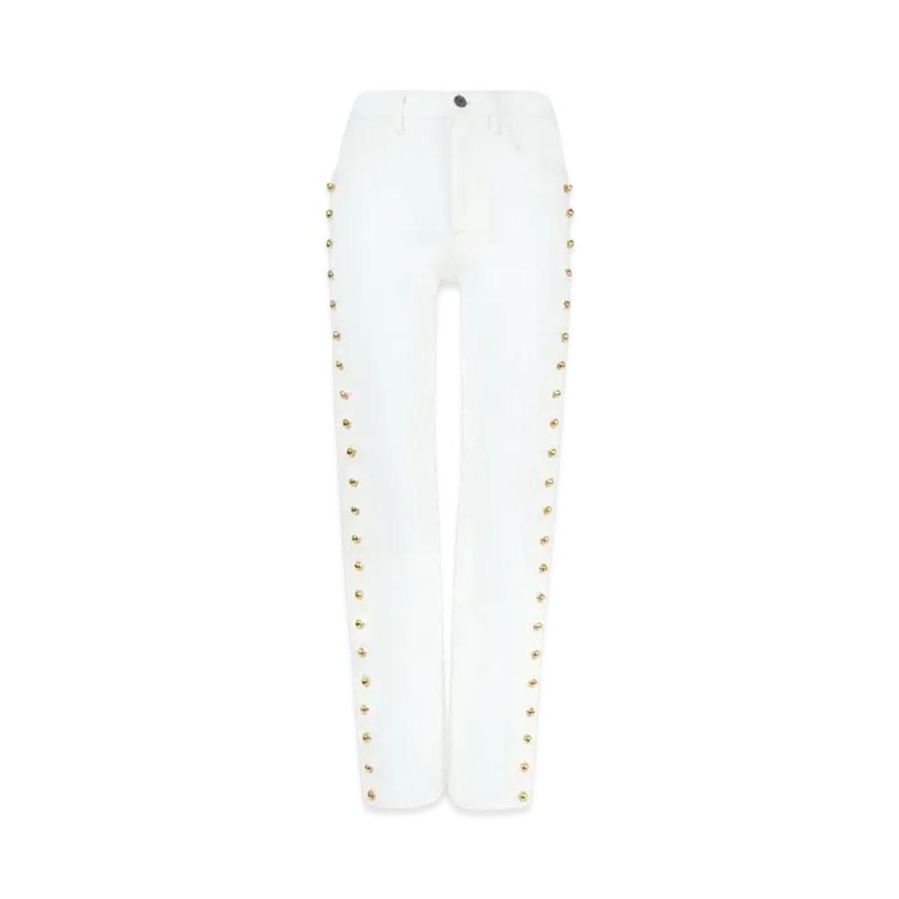 Chloe Cropped Slim Scallop Jeans In Denim "Eden White"